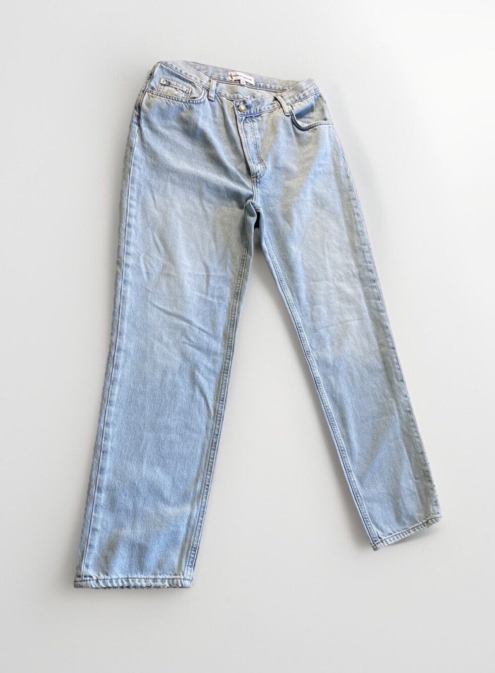 Vague ET Chanson Jeans Criss Cross Denim Button Fly Straight-Leg Size 40 US 8